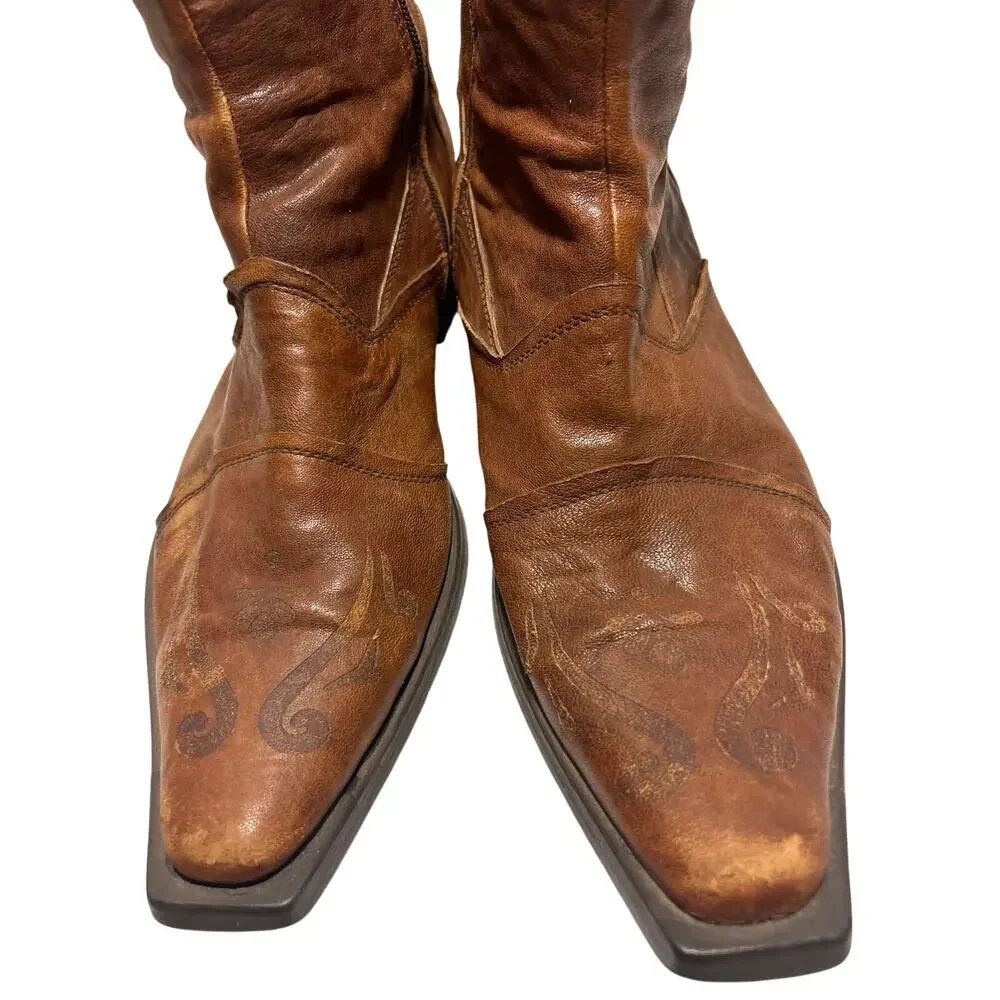 Z Club Western Boho Faux Leather Half Boots, Brown Mens 8